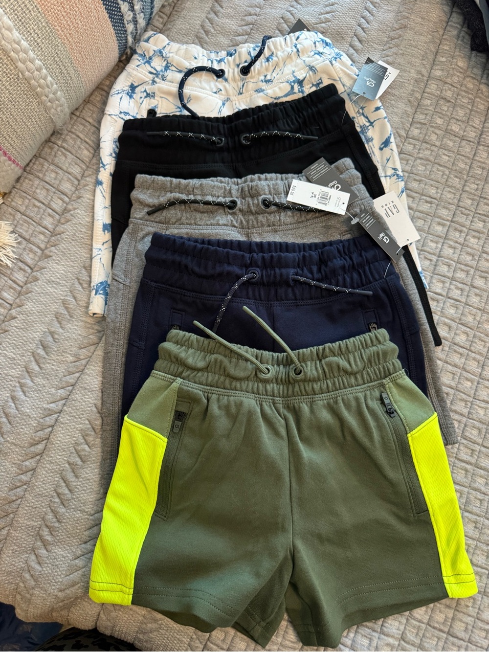 GAP Olive Shorts with Neon Yellow Panels